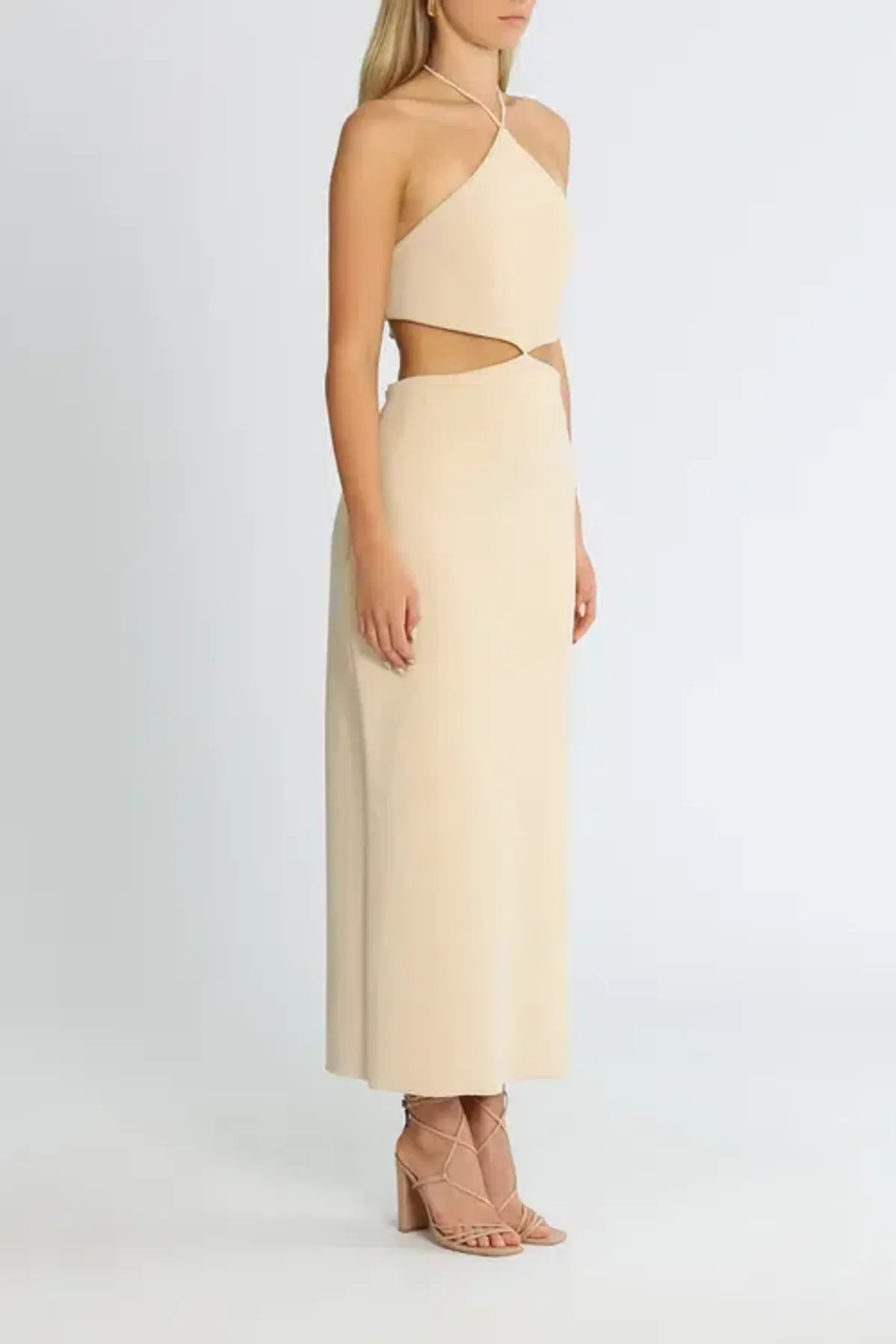 Bec & Bridge Iris Halter Midi Dress Macadamia Nude Size AU 14 - Image 2