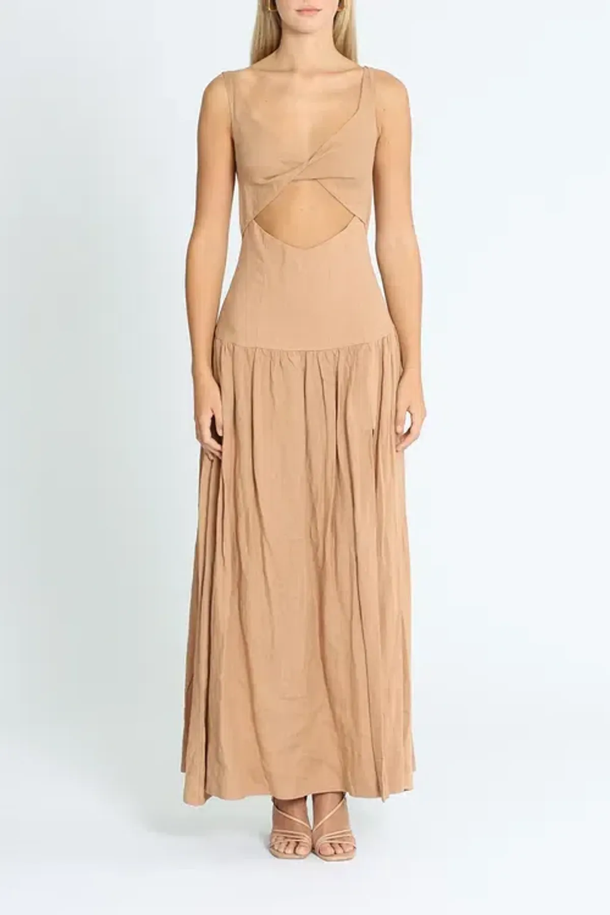 Bec & Bridge Alamos Midi Dress Brown Size AU 8 - Image 1