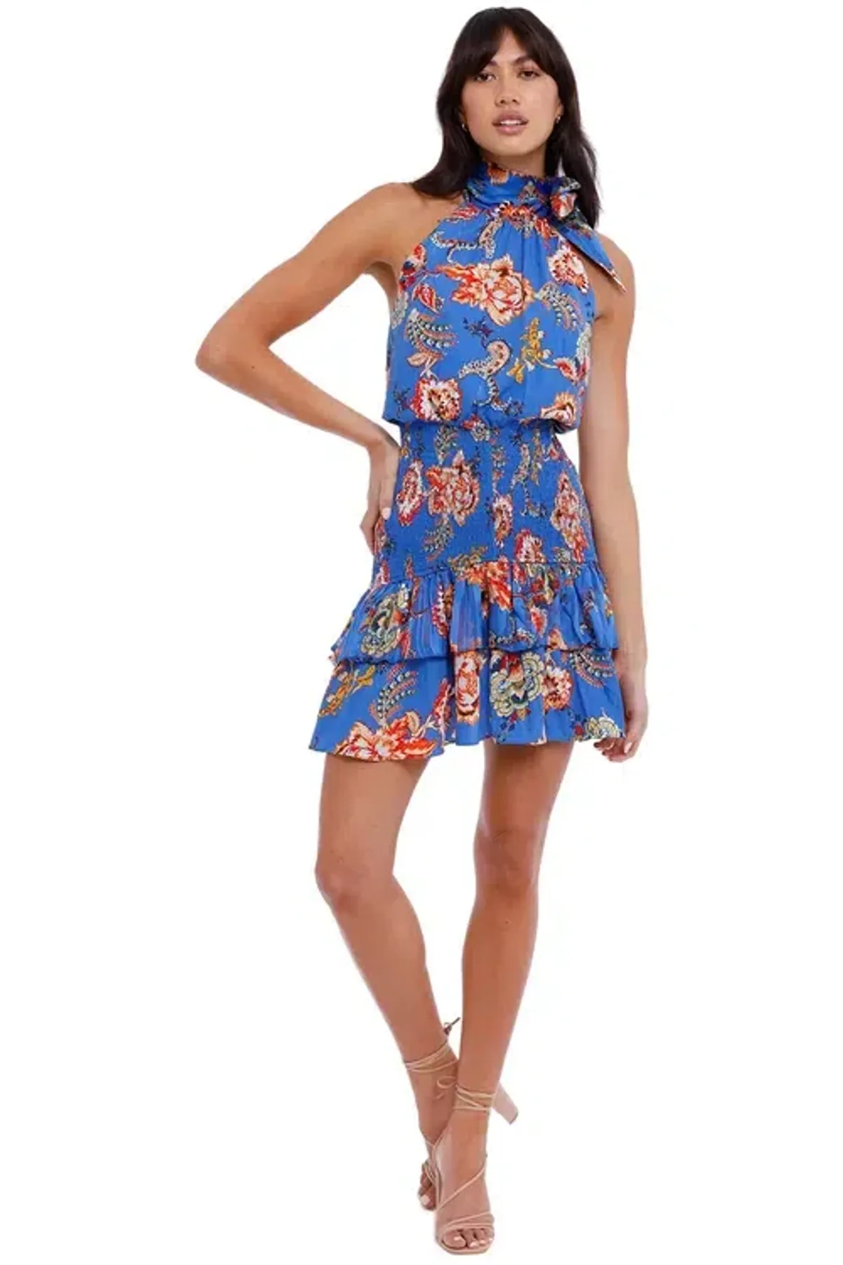 Elliatt Virago Dress Blue Multi Print Size AU 10 - Image 1