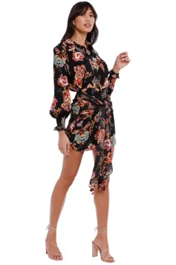 Elliatt Independence Dress Black Multi Print Size AU 8 for rent on The Volte - image 2