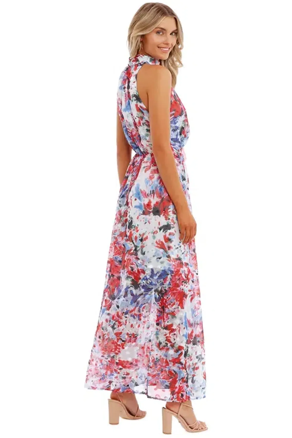 Sofia Irina Halter Gown Spring Flora Multi Print Size AU 8 - Image 4