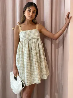 Mon Renn Lucille Mini Dress in Marigold Check Multi Size 12 for rent on The Volte - image 2