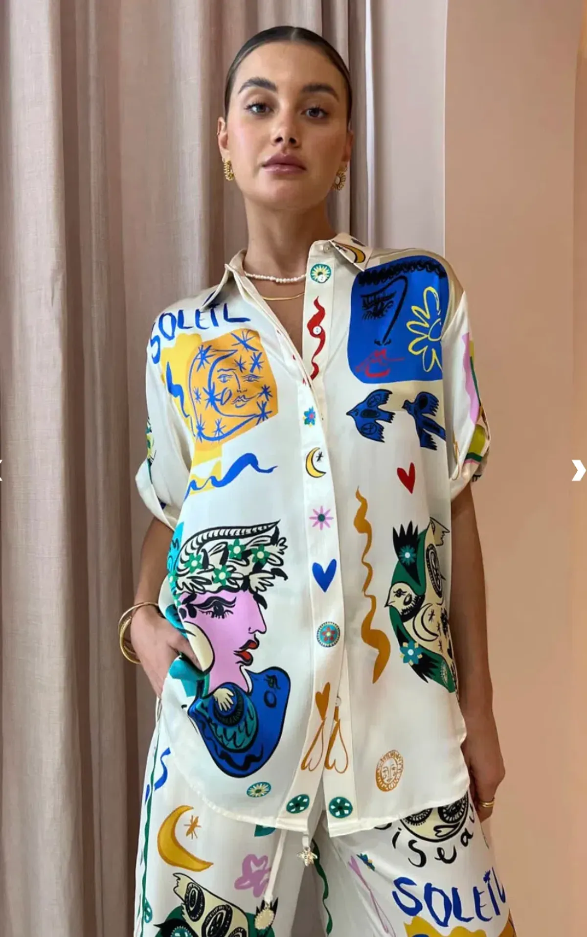Alemais Soleil Silk Shirt and Pants Set Print Size 8 - Image 3