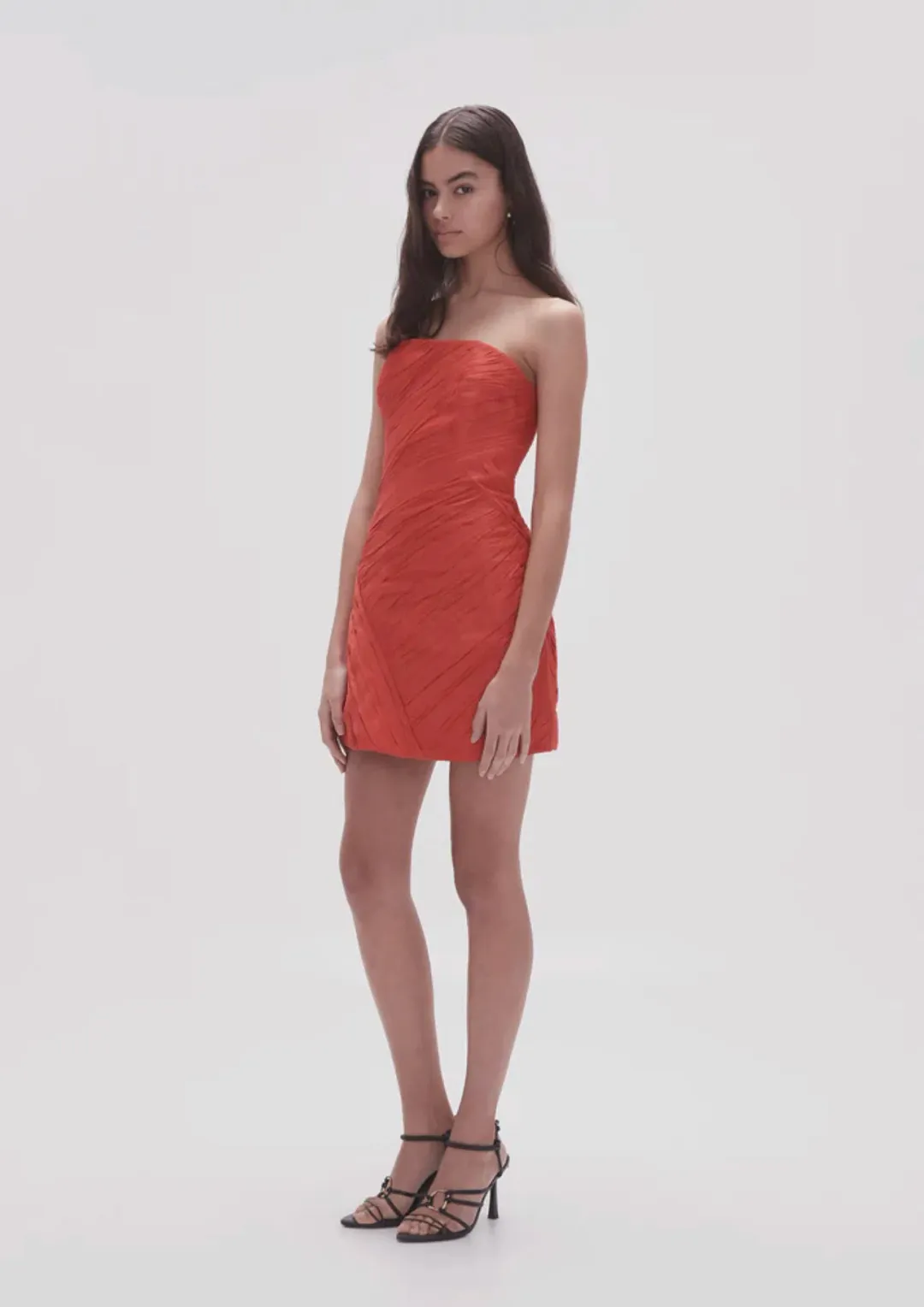 Aje Anima Ruched Mini Dress Red Size 6 for rent on The Volte - main image