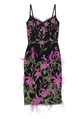 Marchesa Notte Feather Embellished Embroidered Tulle Dress Black Size 12 for rent on The Volte - image 3