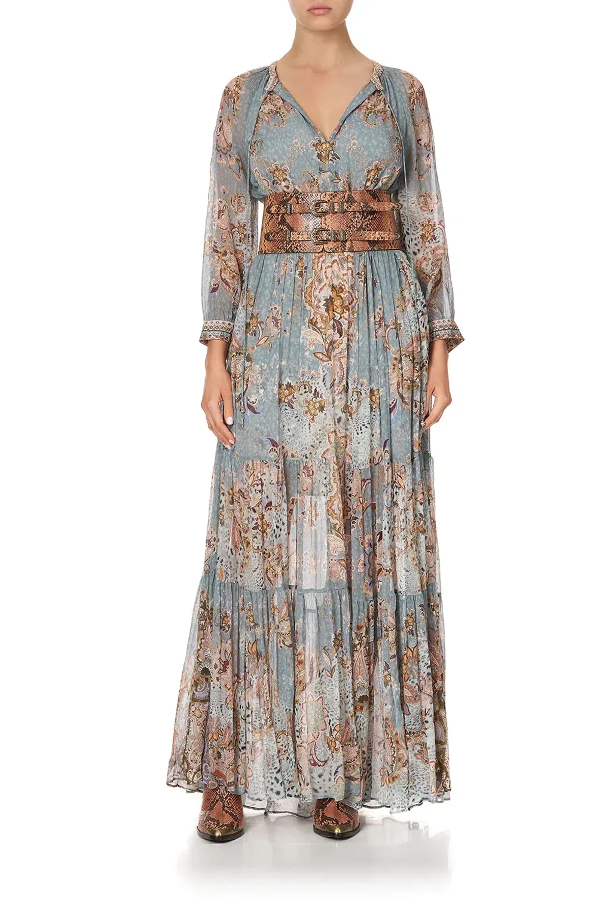 Camilla Le Palais Du Zahir Long Gathered Panel Dress Print Size 14 - Image 1