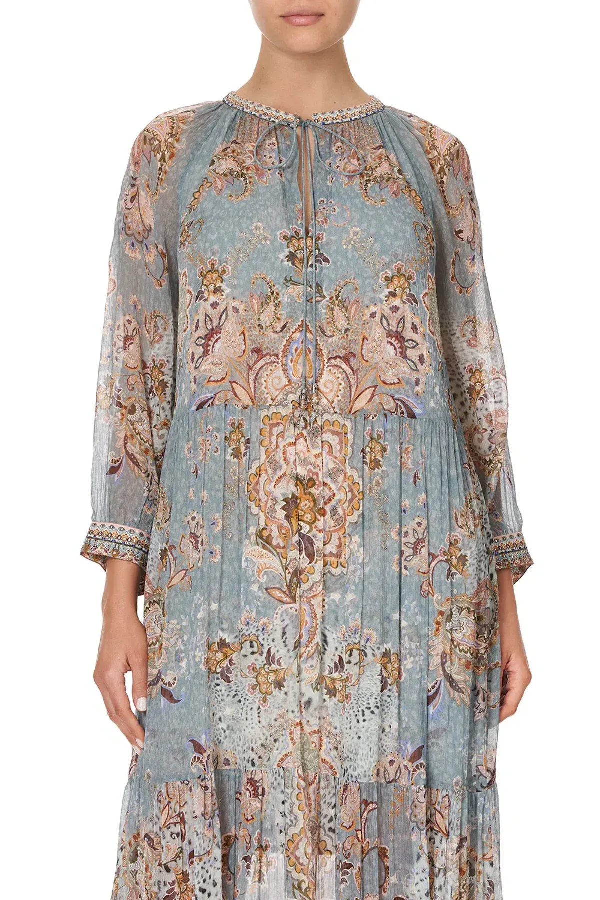 Camilla Le Palais Du Zahir Long Gathered Panel Dress Print Size 14 - Image 2