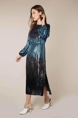 Rixo London Coco Ombre Sequin Blouson Sleeve midi dress Size 12 for rent on The Volte - image 2