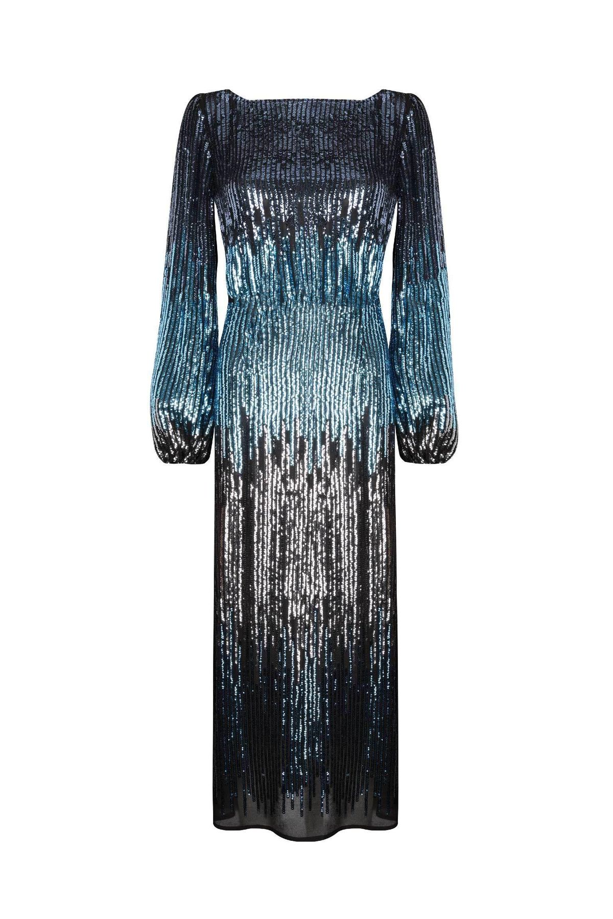 Rixo London Coco Ombre Sequin Blouson Sleeve midi dress Size 12 - Image 3