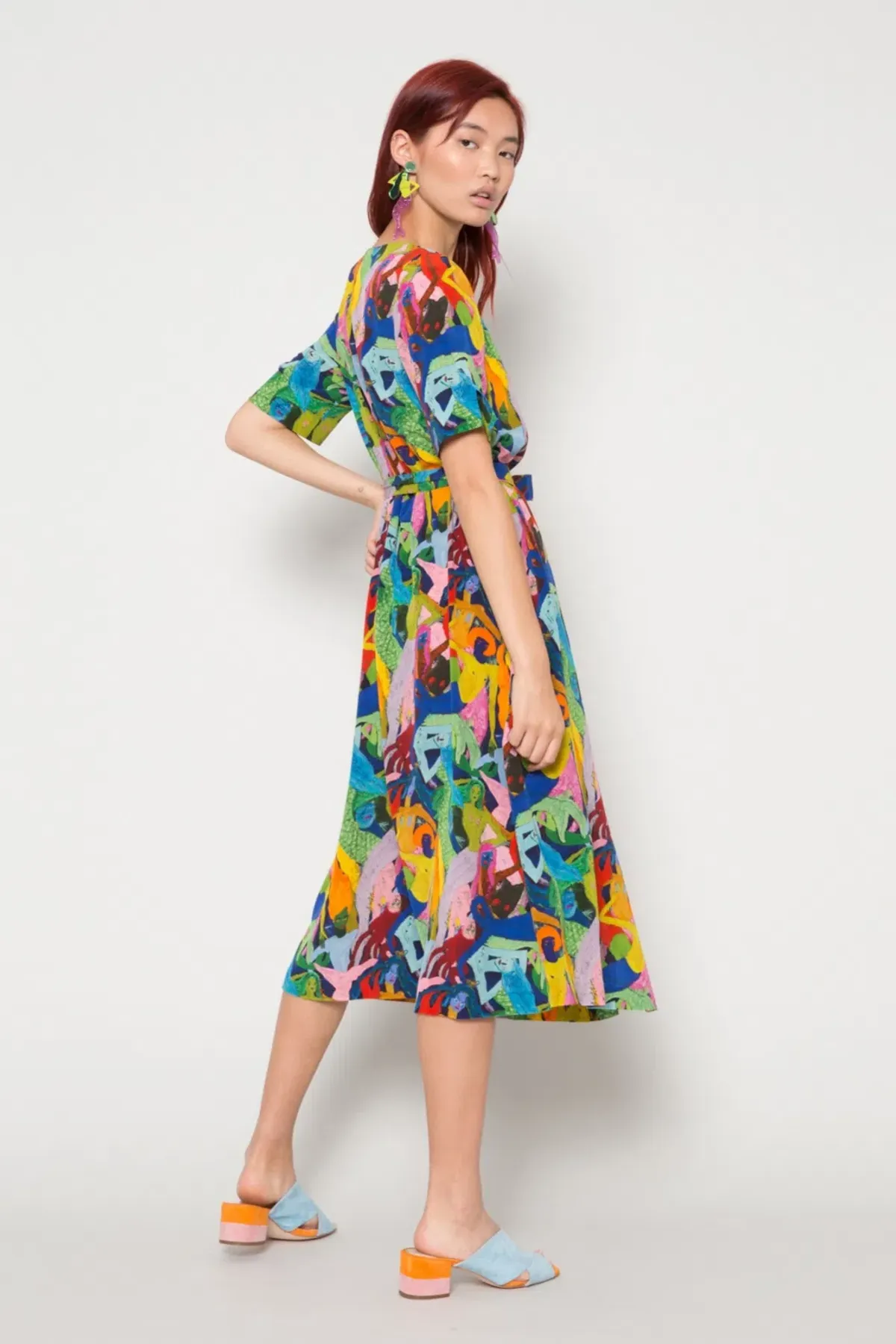 Gorman Dark Mermaid Technology Midi Silk Dress Multi Size 6 - Image 2