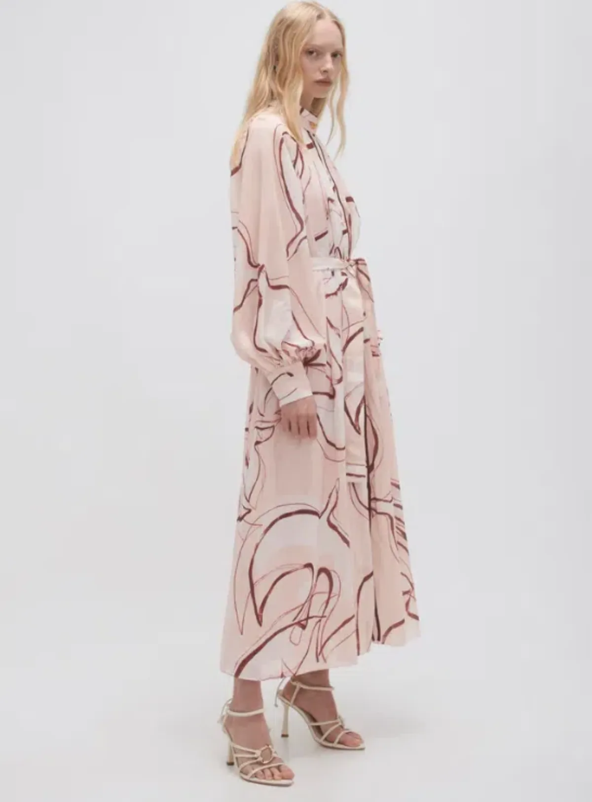 Aje Beatrice Pleated Midi Dress Print Size 10 - Image 4