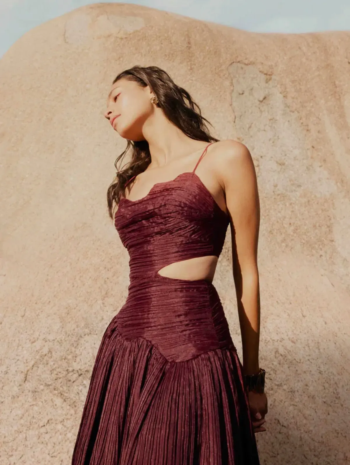 Aje Laurier Wave Maxi Dress Burgundy Size 12 / L - Image 5