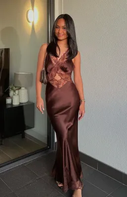 Sir the Label Aries Cut Out Gown Chocolate Size 0P / AU 6 for rent on The Volte - image 1