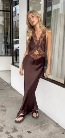 Sir the Label Aries Cut Out Gown Chocolate Size 0P / AU 6 for rent on The Volte - image 3