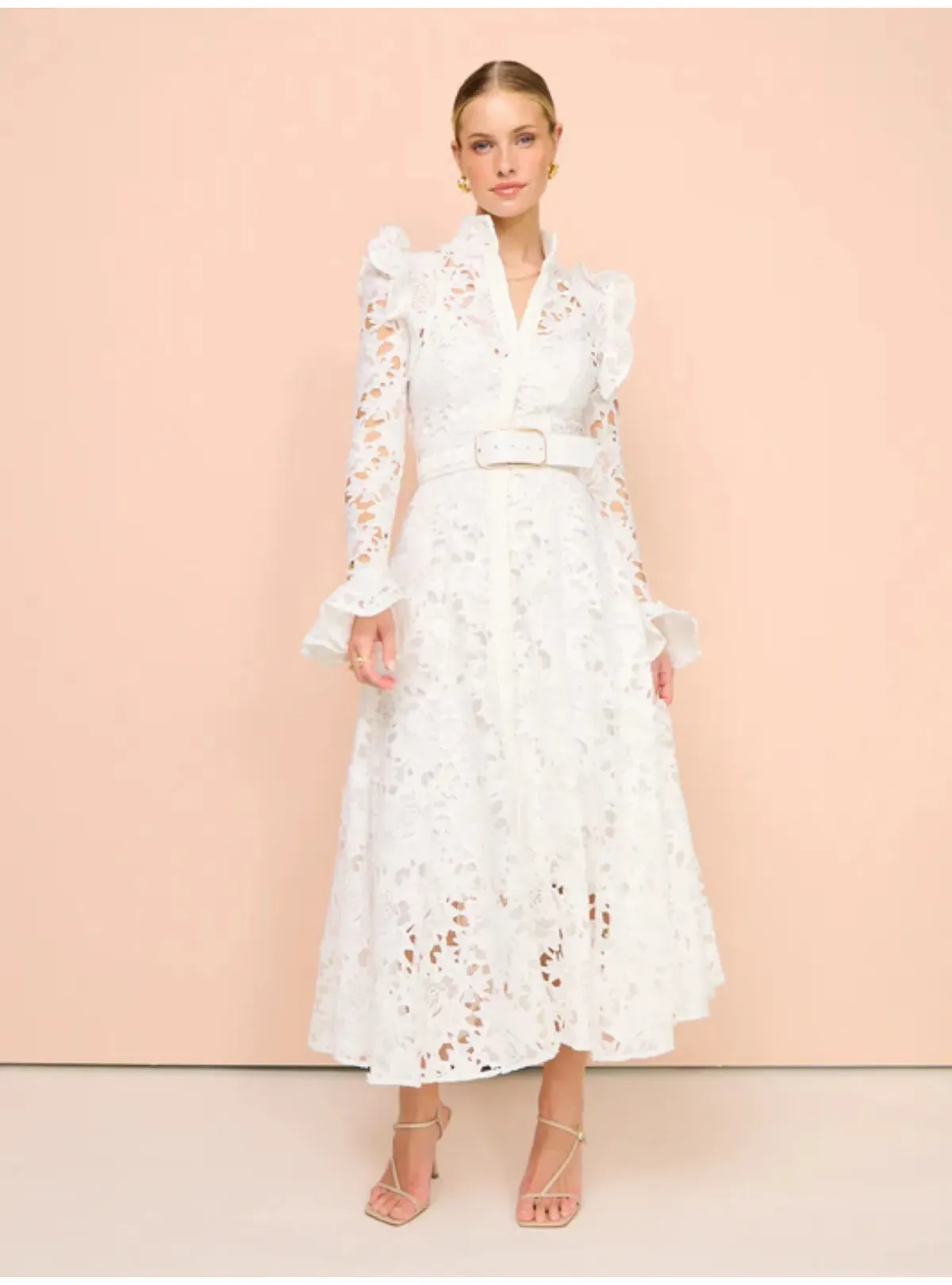 Leo Lin Aliyah Butterfly Sleeve Midi Dress Snow Size AU 12 - Image 1