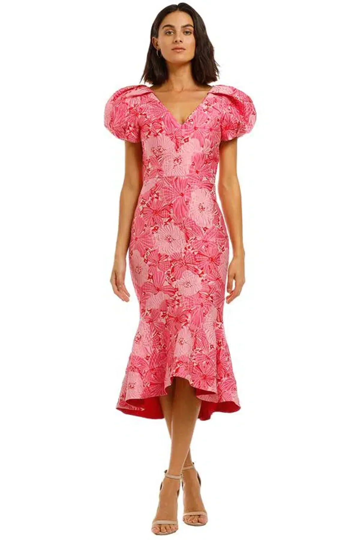 Love Honor Argento Midi Dress Floral Pink Size 8 - Image 1