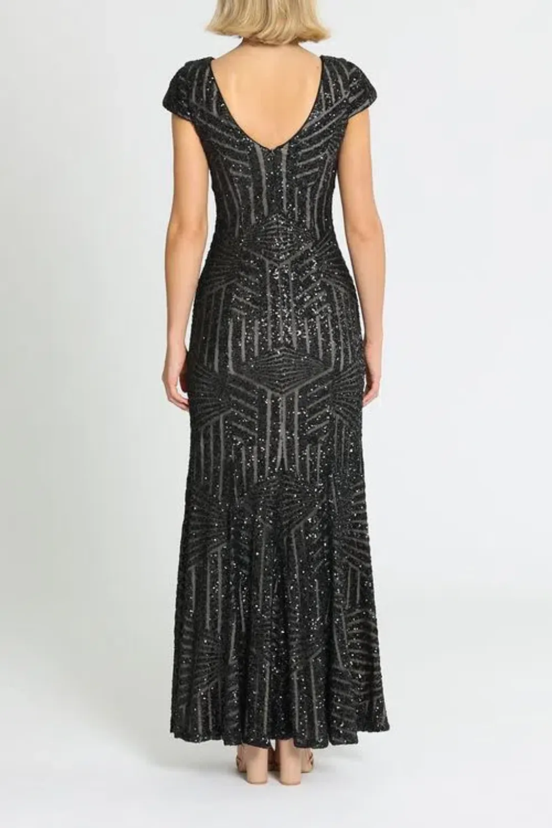 L'amour Karla Sequin Gown Black Size 12 for rent on The Volte - main image