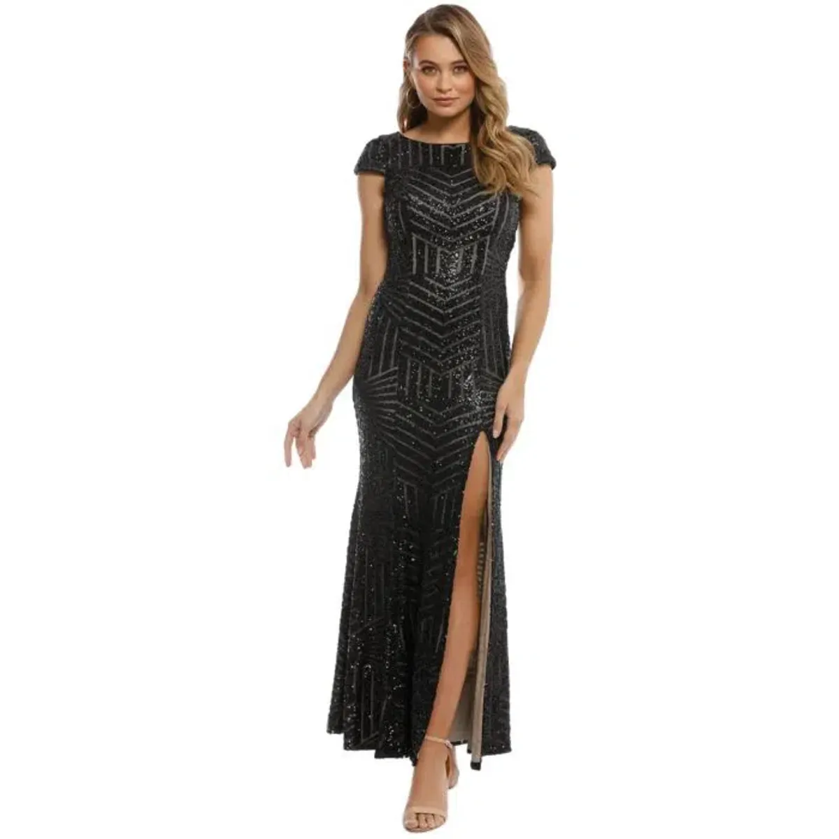 L'amour Karla Sequin Gown Black Size 12 - Image 1