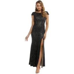 L'amour Karla Sequin Gown Black Size 12 for rent on The Volte - image 1
