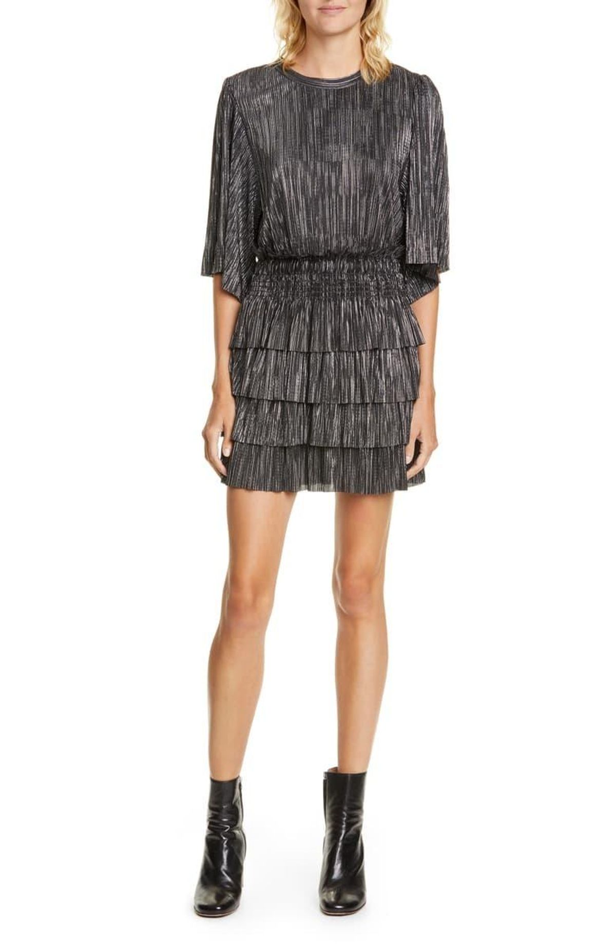 Iro Cuzco Silver Black Metallic Dress Size 12 - Image 1