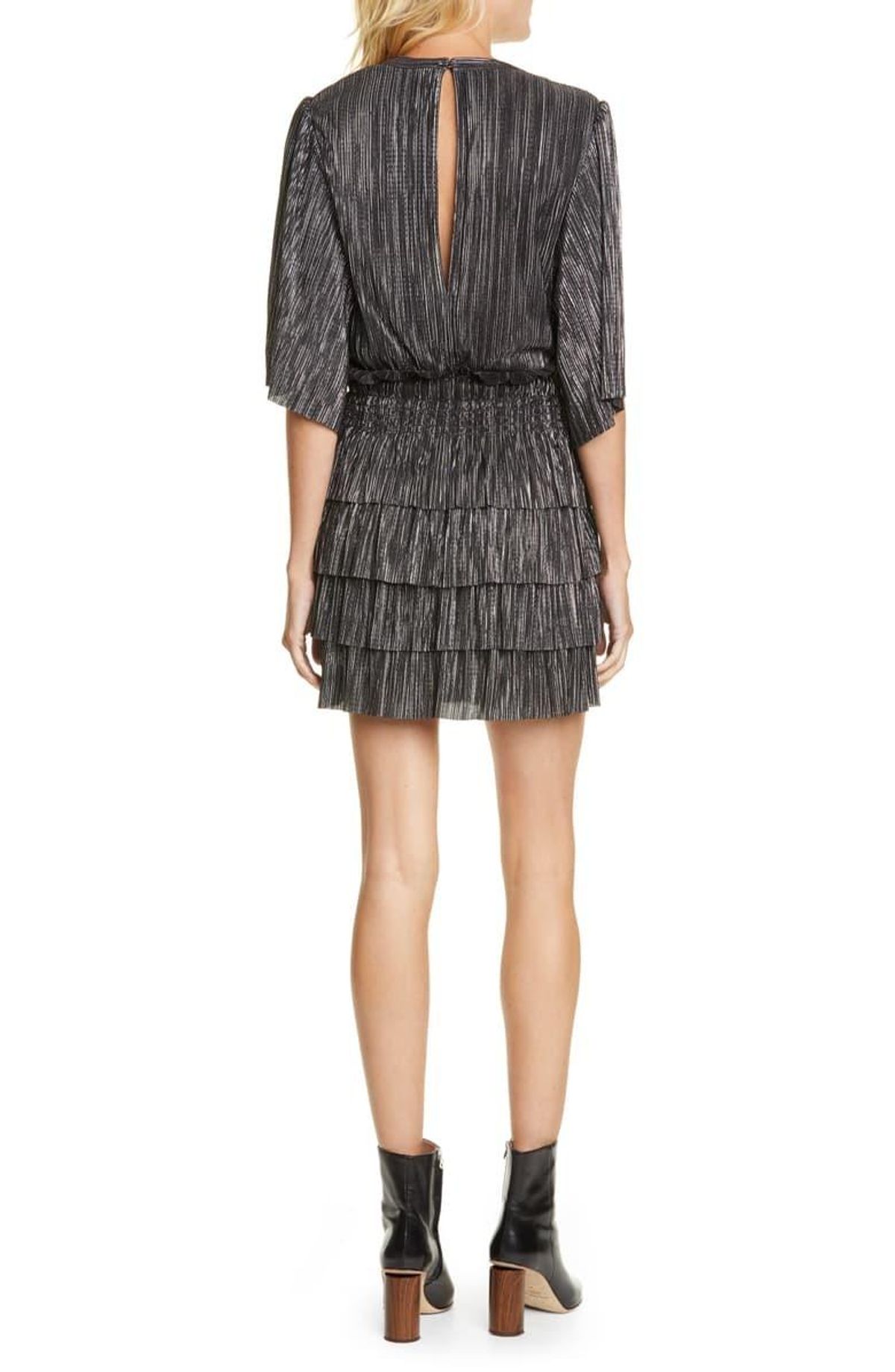 Iro Cuzco Silver Black Metallic Dress Size 12 - Image 2