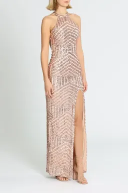 L'amour Diana Halter Gown Blush Rose Gold Size AU 18 for rent on The Volte - image 2
