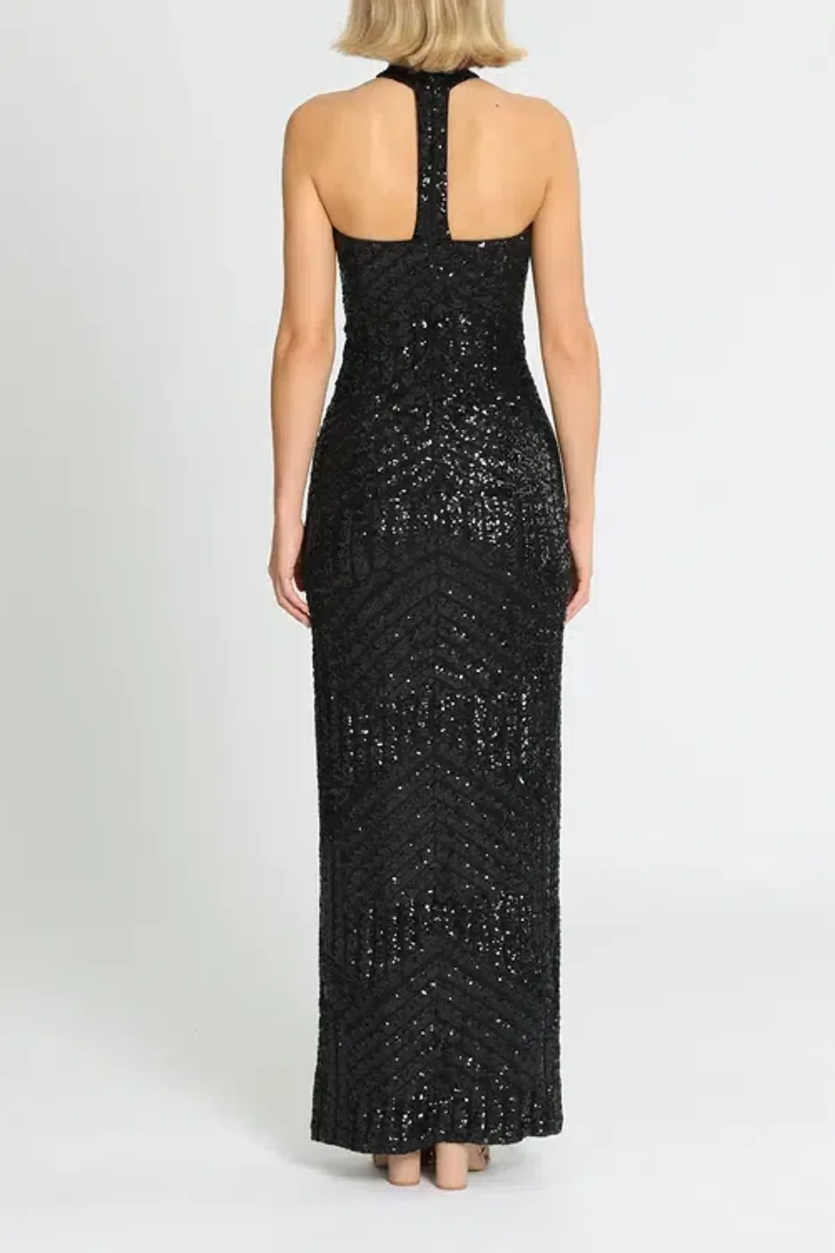 L'amour Diana Halter Gown Black Size AU 16 - Image 3