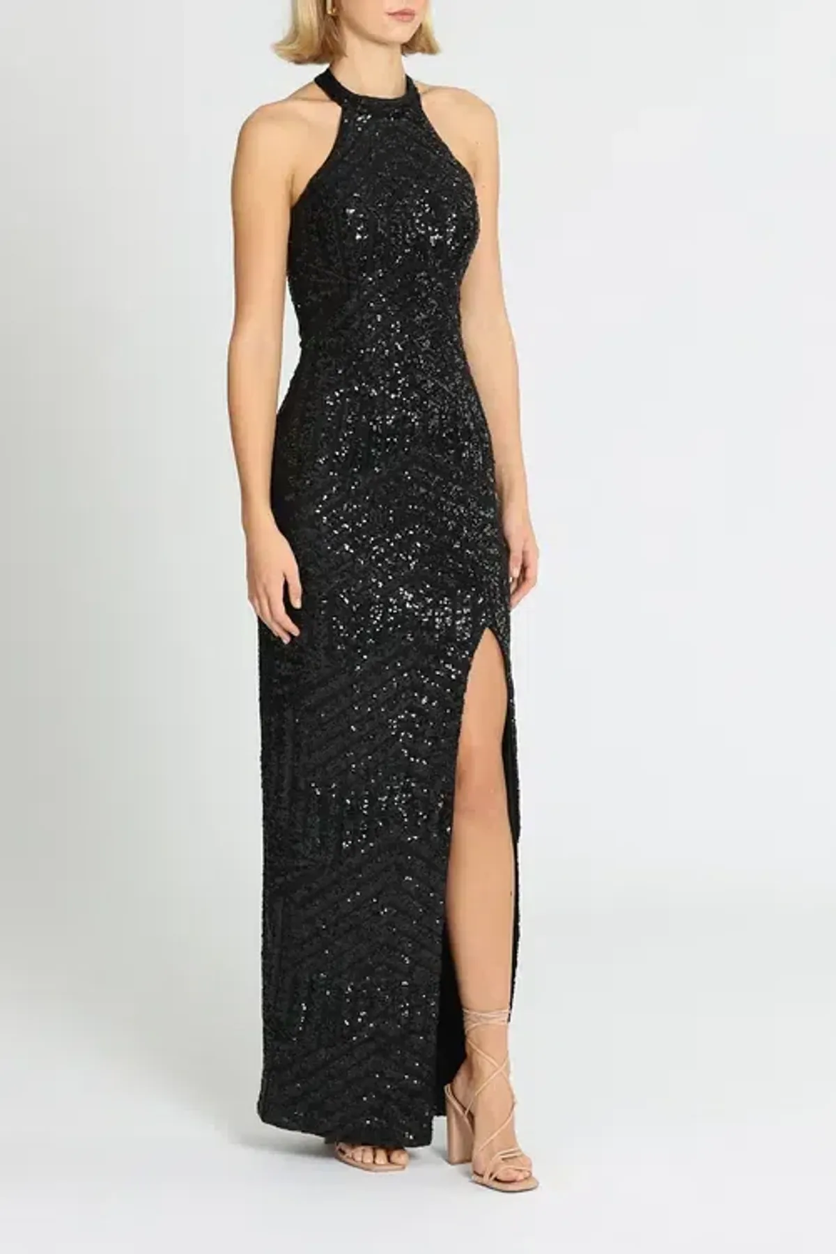 L'amour Diana Halter Gown Black Size AU 18 - Image 2