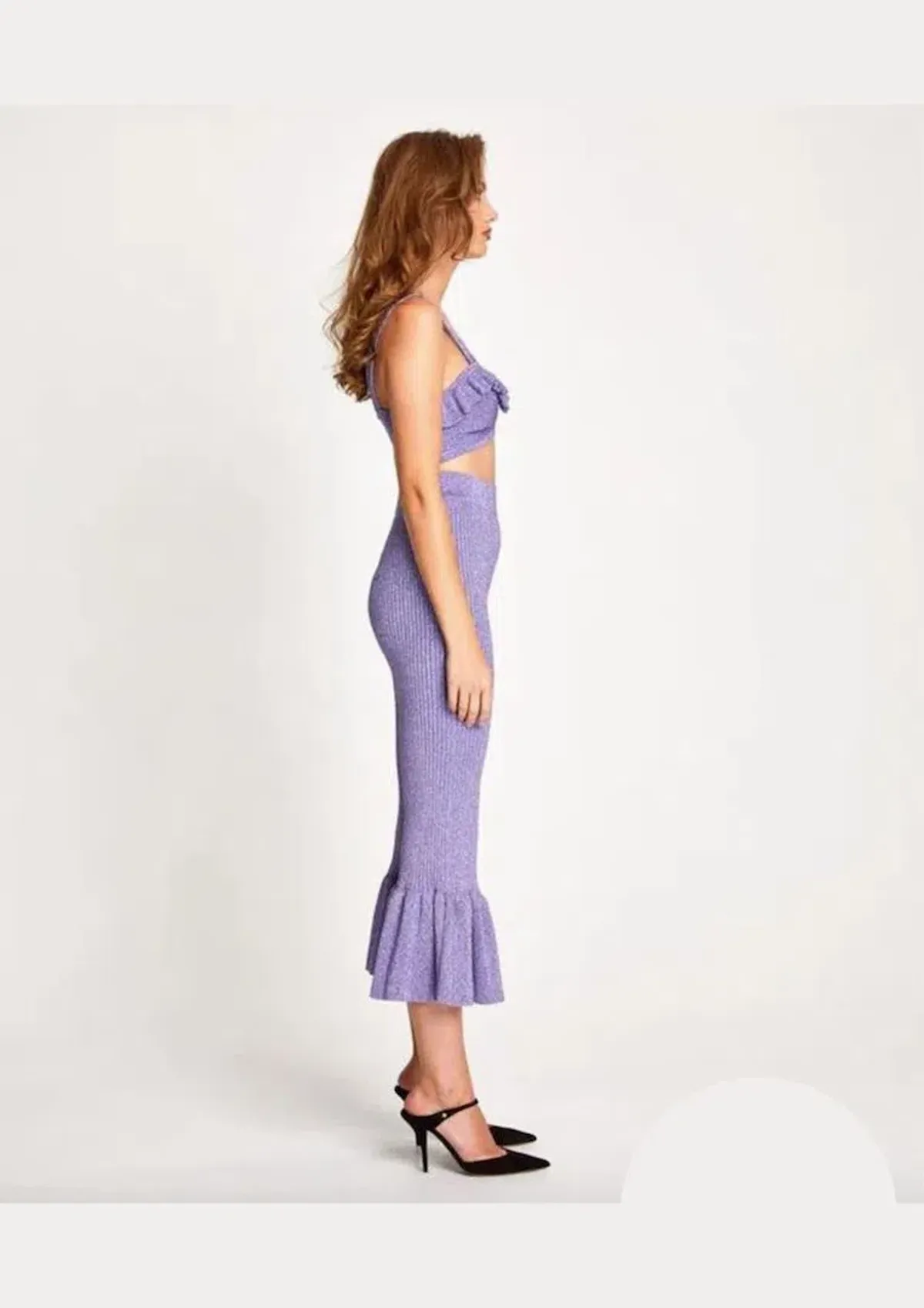Alice Alice McCall Love Letters Crop Top and Flared Pants Set Purple Sparkle Metallic Size 8 - Image 3