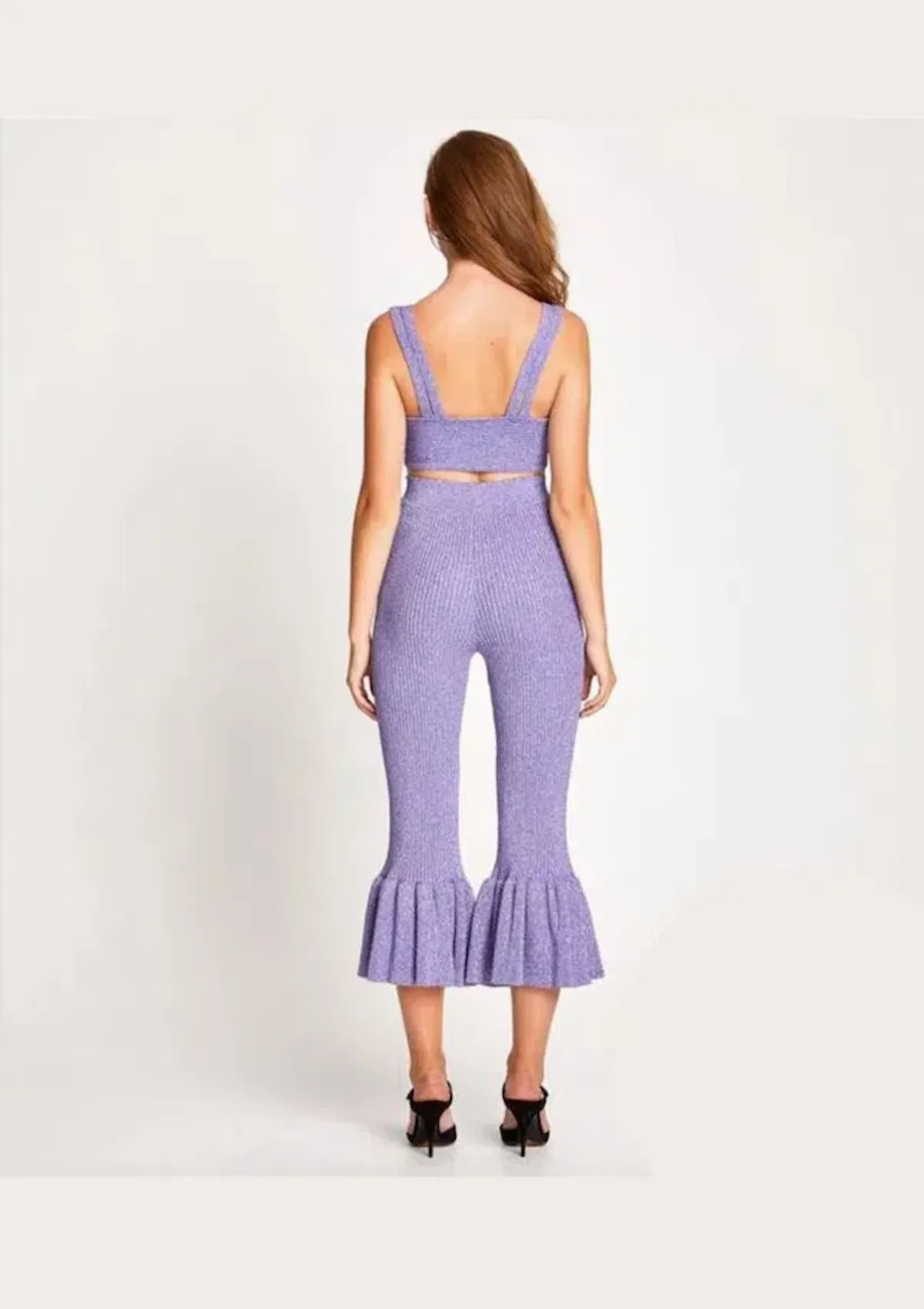 Alice Alice McCall Love Letters Crop Top and Flared Pants Set Purple Sparkle Metallic Size 8 - Image 4