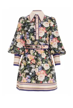 Zimmermann Coaster Long Sleeve Tunic Mini Dress Mayflower Black Floral Print Size 2 / AU 12 for rent on The Volte - image 2