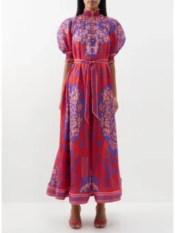 Zimmermann Raie Swing Maxi Dress Purple Red Floral Size AU 12 for rent on The Volte - image 1