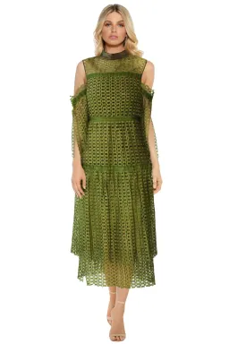 Romance Was Born Link Garden Dress in Khaki Green Size 6 for rent on The Volte - image 1