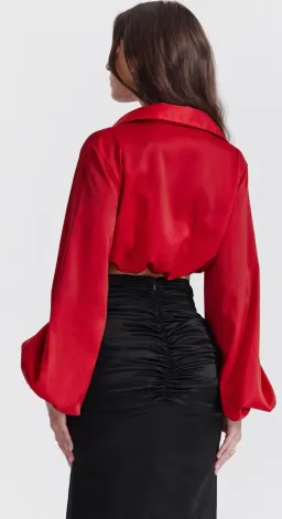 House of CB Laraine Silk Blouson Top Cherry Size XS / AU 6 for rent on The Volte - image 3