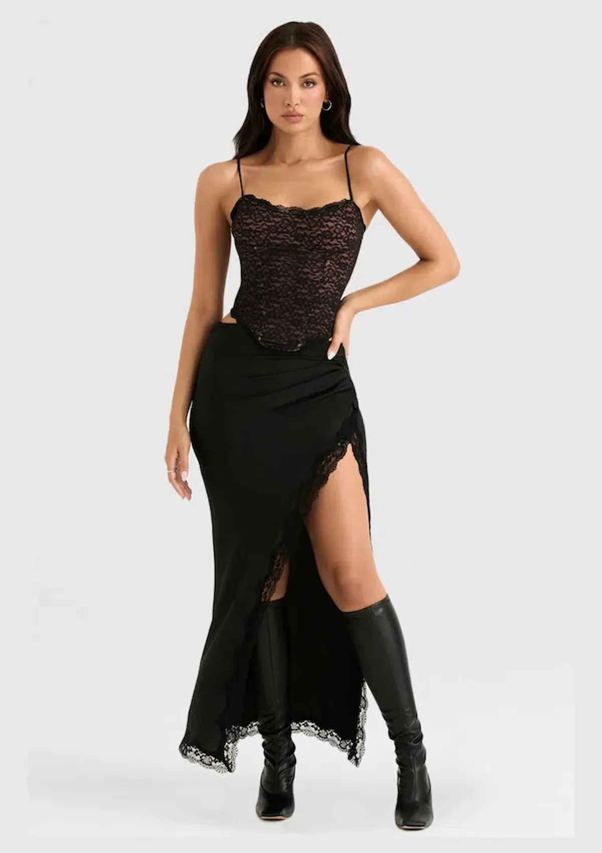House of CB Romina Lace Corset Black Size XS / AU 6 for rent on The Volte - main image
