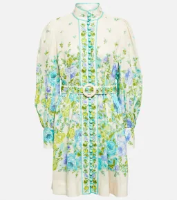 Zimmermann The Raie Buttoned Mini Dress in Teal / Blue Floral Size 1 / AU 10 for rent on The Volte - image 5