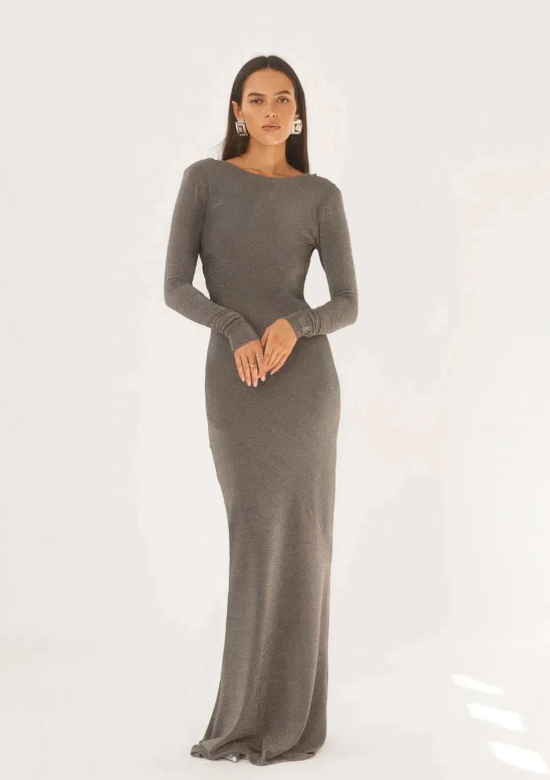 Arcina Ori Jen Gown Silver Size 8 for rent on The Volte - main image