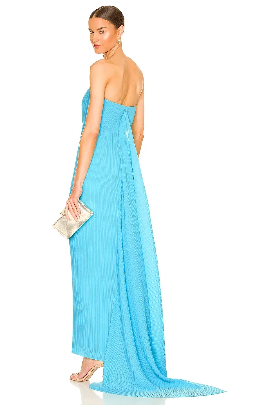 Solace London Harlee Strapless Draped Gown Blue Size AU 8 for rent on The Volte - main image