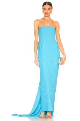 Solace London Harlee Strapless Draped Gown Blue Size AU 8 for rent on The Volte - image 1