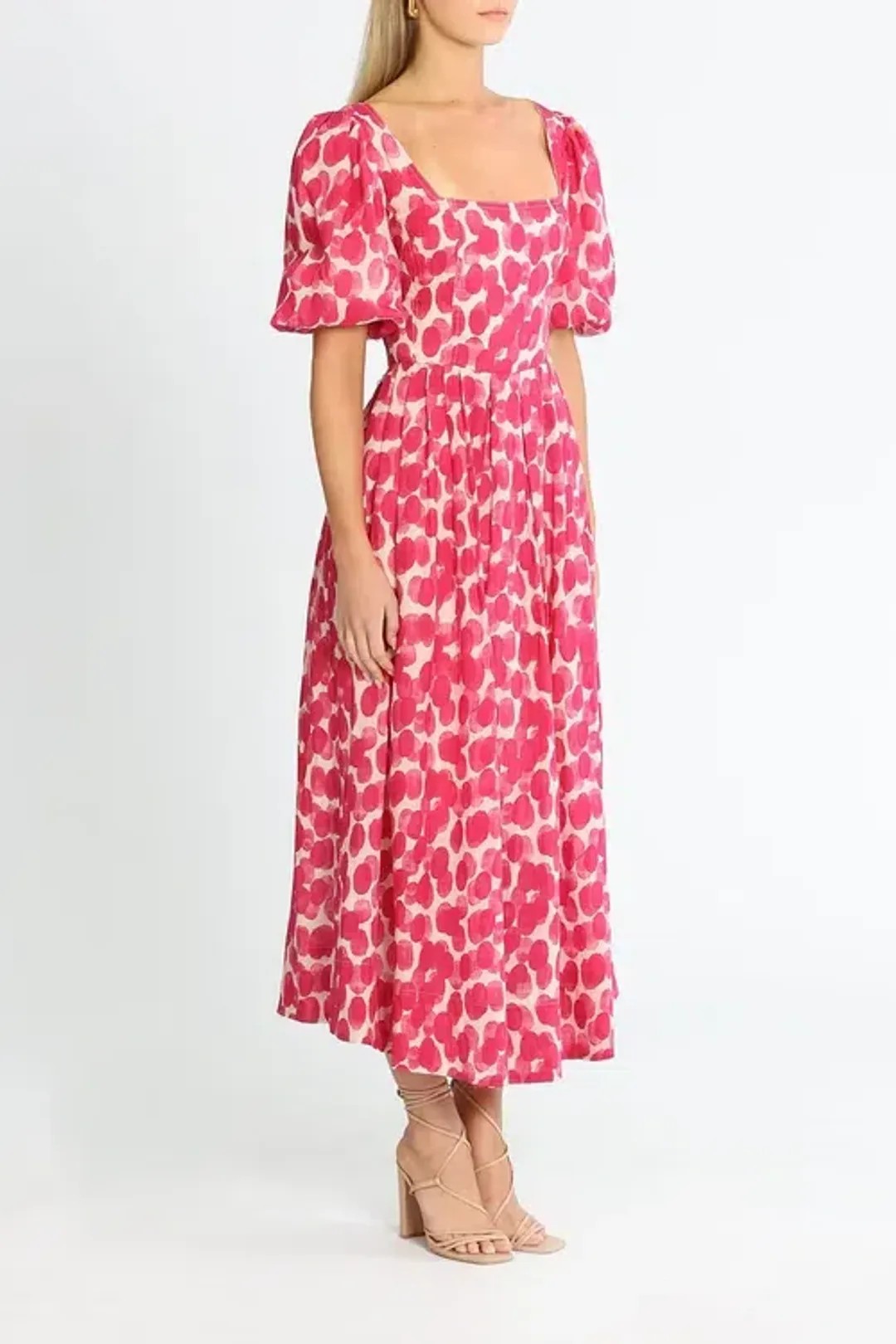 Ministry of Style Mottled Blossoms Midi Dress Pink Print Size 16 for rent on The Volte - main image