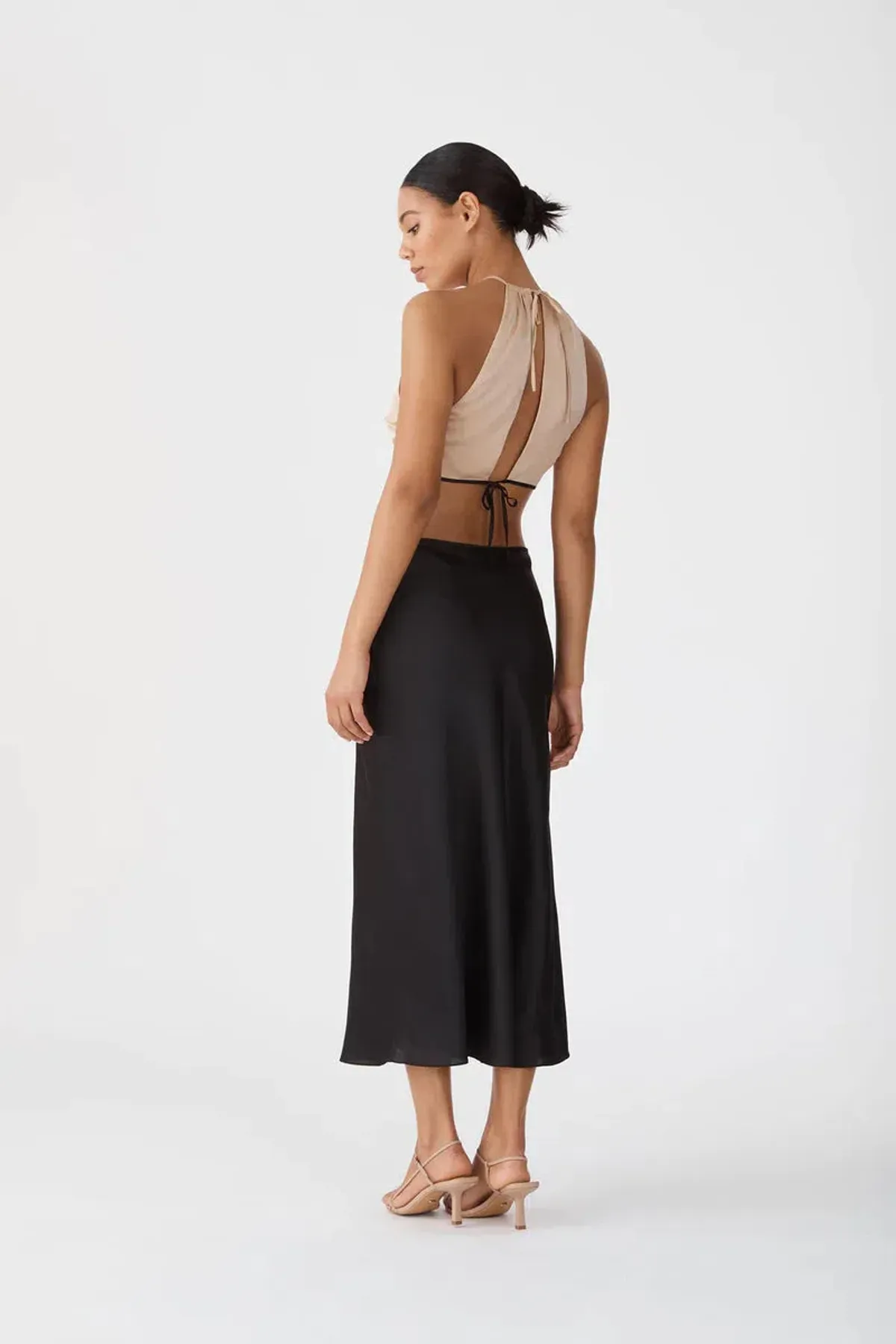 San Sloane Selene Midi Dress Black/Beige Size 10 - Image 2