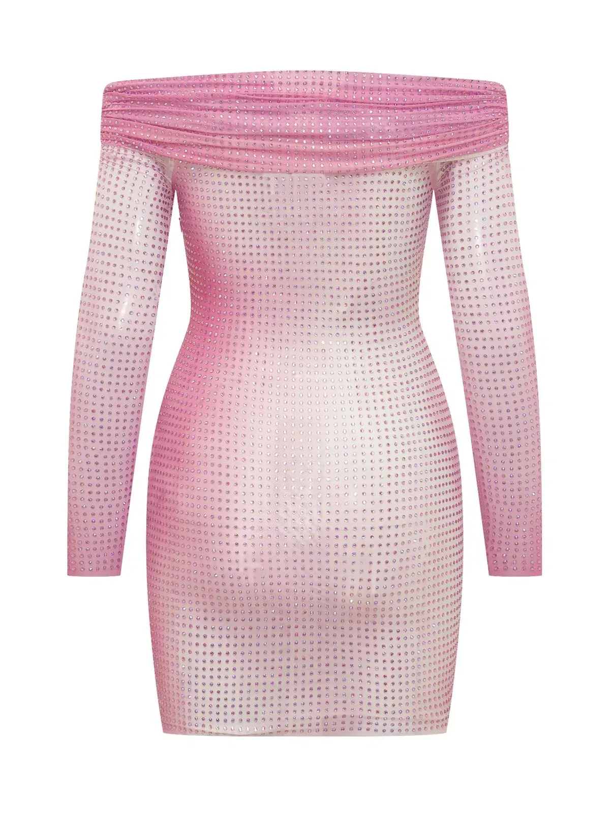 Self-Portrait Contour Print Embellished Mini Dress Pink Size 6 - Image 5