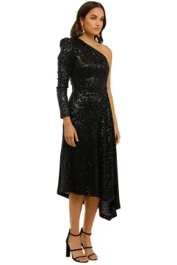 Rebecca Vallance Mona 1 Sleeve Midi Dress Black Black Size 8 for rent on The Volte - image 2