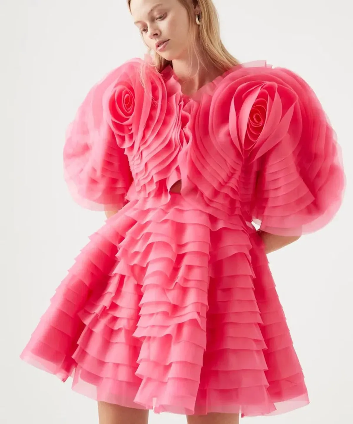 Aje Amour Ruffle Mini Dress Berry Pink Size 10 - Image 2