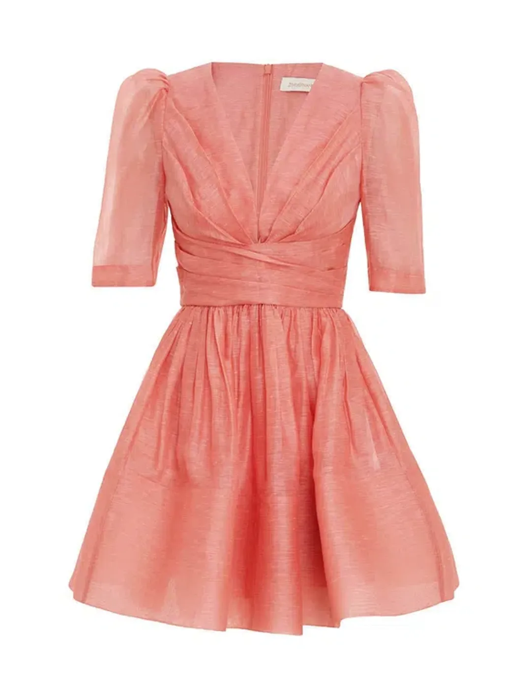 Zimmermann The Wonderland Sleeved Mini Dress in Guava Size 3/Au 14 for rent on The Volte - main image