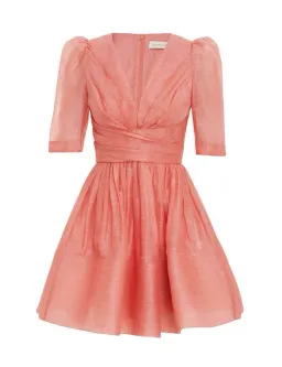 Zimmermann The Wonderland Sleeved Mini Dress in Guava Size 3/Au 14 for rent on The Volte - image 3
