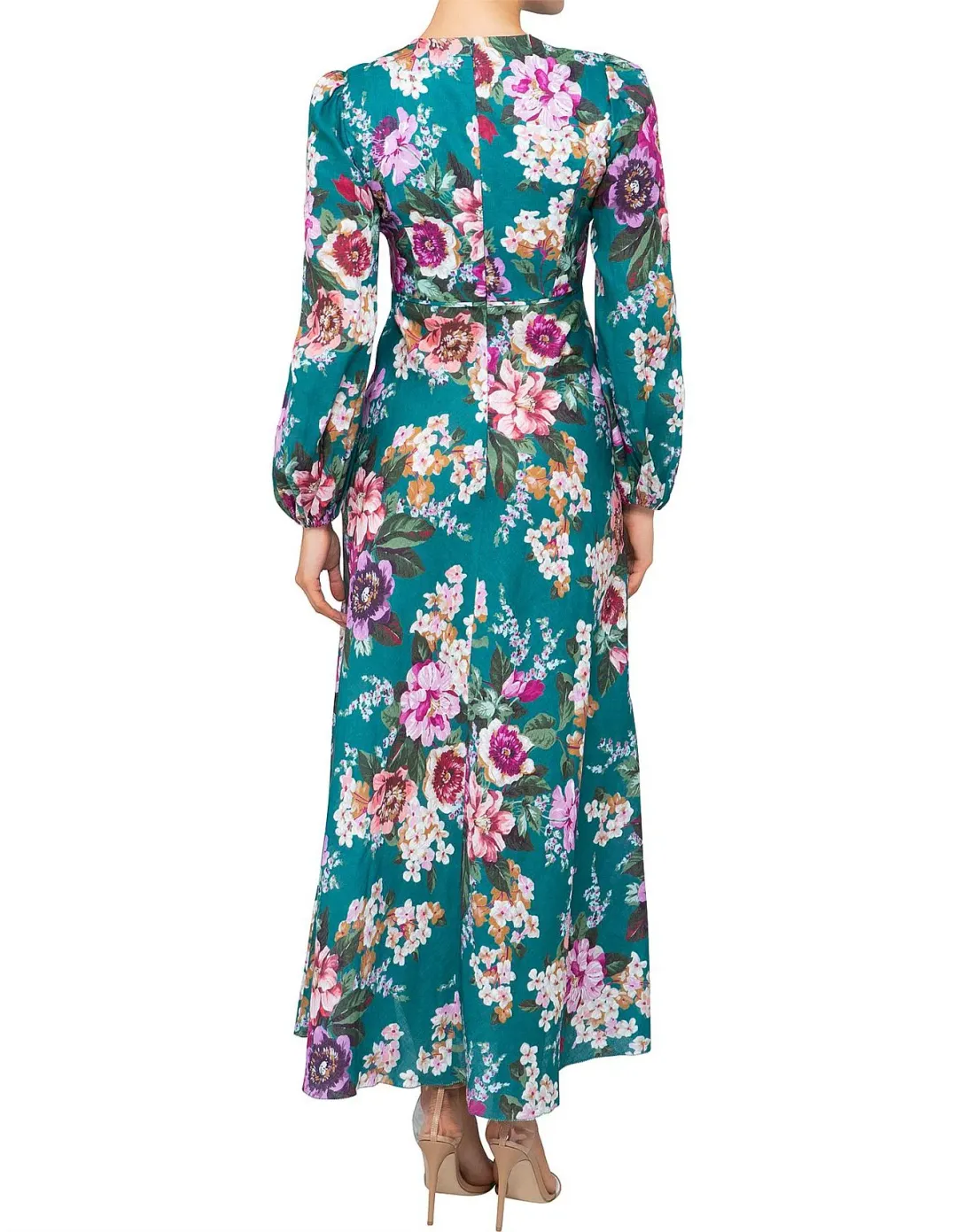 Zimmermann Allia high neck dress in Emerald Floral Size 2/ AU 12 for rent on The Volte - main image