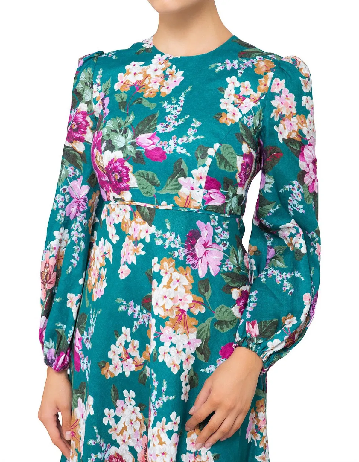 Zimmermann Allia high neck dress in Emerald Floral Size 2/ AU 12 - Image 3