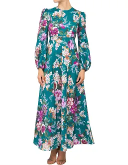 Zimmermann Allia high neck dress in Emerald Floral Size 2/ AU 12 for rent on The Volte - image 1