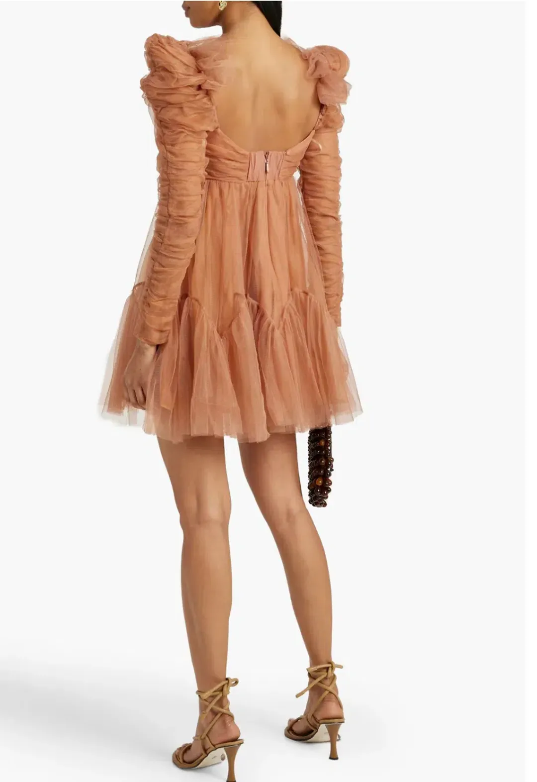 Zimmermann Tulle Ruched Mini Dress Lipstick Size 0P / AU 6P for rent on The Volte - main image